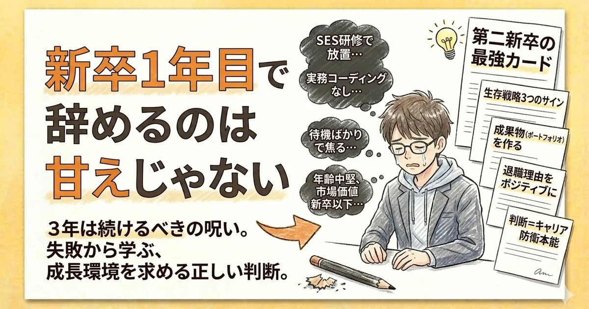新卒1年目で会社を辞めるのは甘えじゃない、むしろ判断が正しい可能性